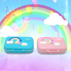 Soft Silicone Rainbow Baby Tooth Box with Tweezers