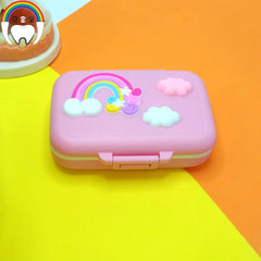 Soft Silicone Rainbow Baby Tooth Box with Tweezers