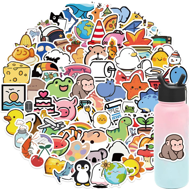 100pcs Mini Cutie Cartoon Animal Toy Stickers for Teens Adults Kids Aesthetic Zoo Animal Vinyl Waterproof Stickers for Water Bottle Laptop Scrapbook Journaling Supplies (Mini Cutie)