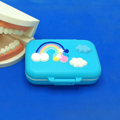 Soft Silicone Rainbow Baby Tooth Box with Tweezers